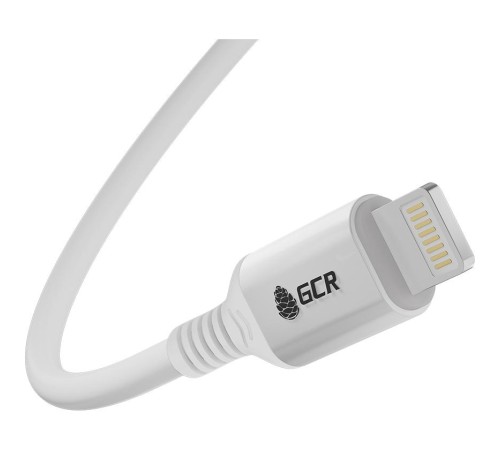 GCR Кабель PREMIUM 3.0m TypeC/Lightning MFI POWER DELIVERY 18 W, быстрая зарядка, белый силикон, AL case белый, белый ПВХ, GCR-53756