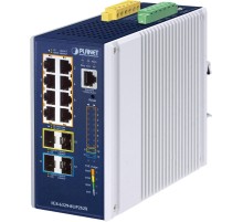 коммутатор/ PLANET IGS-6329-8UP2S2X IP30 DIN-rail Industrial L3 8-Port 10/100/1000T 802.3bt PoE + 2-port 1G/2.5G SFP + 2-Port 10G SFP+ Full Managed Switch (-40 to 75 C, 8-port 95W PoE++, 802.3bt/PoH/Force modes, DIDO, ERPS Ring, 1588 PTP TC, Modbus TCP, O