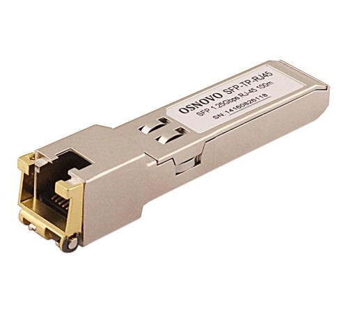 Трансивер/ OSNOVO SFP-TP-RJ45(1G)-I Медный SFP модуль Gigabit Ethernet с разъемом RJ45, до 100 м Трансивер/ OSNOVO SFP-TP-RJ45(1G)-I Медный SFP модуль Gigabit Ethernet с разъемом RJ45, до 100 м