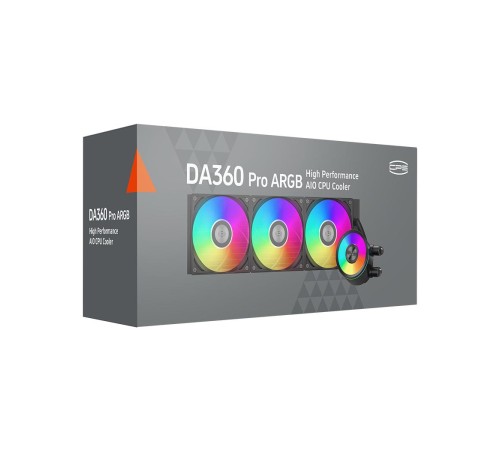 Система охлаждения/ Water Cooling System PCCooler DA360 Pro ARGB BK (300W, 360mm, Black, ARGB/ Fans: 3x120mm, 75.8CFM, 33.7dBA, 2200RPM/ Pump height 57mm, 28dBA, 3000RPM, Rad thickness 27mm/ S: 1851, 1700, 1200, 20XX, 115X, AM5, AM4) Система охлаждения/ Water Cooling System PCCooler DA360 Pro ARGB BK (300W, 360mm, Black, ARGB/ Fans: 3x120mm, 75.8CFM, 33.7dBA, 2200RPM/ Pump height 57mm, 28dBA, 3000RPM, Rad thickness 27mm/ S: 1851, 1700, 1200, 20XX, 115X, AM5, AM4)