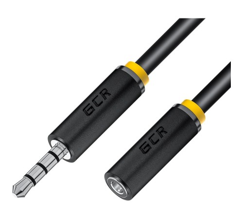 GCR Удлинитель для гарнитуры 1.0m jack 3,5mm/jack 3,5mm черный, желтая окантовка, 28AWG, M/F, GCR-53999 GCR Удлинитель для гарнитуры 1.0m jack 3,5mm/jack 3,5mm черный, желтая окантовка, 28AWG, M/F, GCR-53999
