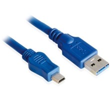 Кабель интерфейсный USB 3.0 1.0m Premium Greenconnect GC-U3A2109-1m AM / mini B AM 10pin, 24 / 28 AWG экран, синий, пакет