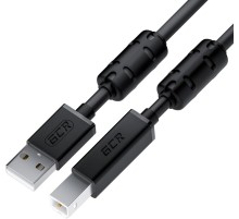 GCR Кабель PROF 0.75m USB 2.0, AM/BM, черный, ферритовые кольца, 28/24 AWG, экран, армированный, морозостойкий, GCR-52416