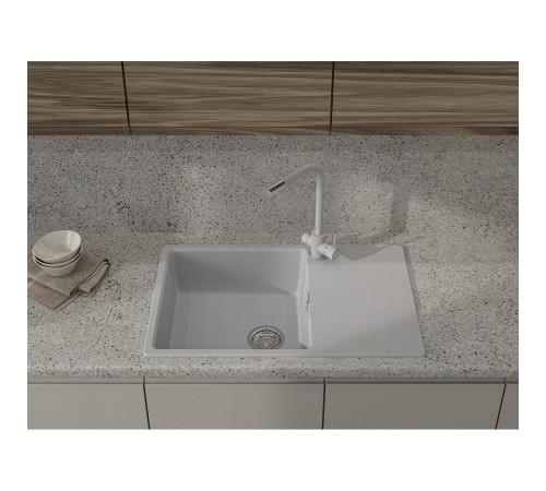 Кухонная мойка GRANFEST URBAN 678L gray 1-чаша+крыло 780*490мм, монтаж: врезной, материал: кварц, цвет: серый Кухонная мойка GRANFEST URBAN 678L gray 1-чаша+крыло 780*490мм, монтаж: врезной, материал: кварц, цвет: серый