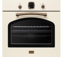 Встраиваемый духовой шкаф/ Газ,  Retro Calabria, 59.8 х 59.5 x 56 см, газовая, газовый гриль, конвекция, таймер, телескопические направляющие, слоновая кость+бронза