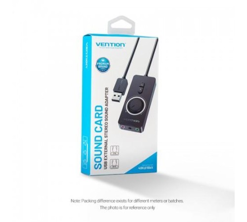 Внешняя звуковая карта Vention USB c регулятором громкости Черная