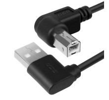 Greenconnect Кабель 1.5m USB 2.0, AM угловой/BM угловой, черный, 28/28 AWG, экран, армированный, морозостойкий, GCR-51172