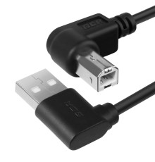 Greenconnect Кабель 1.5m USB 2.0, AM угловой/BM угловой, черный, 28/28 AWG, экран, армированный, морозостойкий, GCR-51172