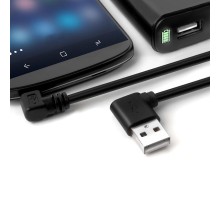 GCR Кабель 0.3m MicroUSB угловой левый, 28/28 AWG, GCR-AUA8AMCB6-BB2S-0.3m