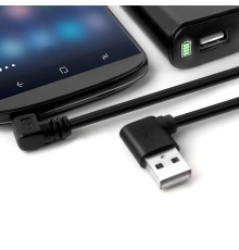 GCR Кабель 0.3m MicroUSB угловой левый, 28/28 AWG, GCR-AUA8AMCB6-BB2S-0.3m