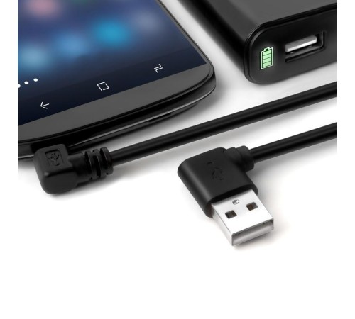 GCR Кабель 0.3m MicroUSB угловой левый, 28/28 AWG, GCR-AUA8AMCB6-BB2S-0.3m