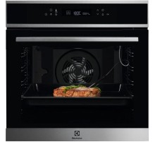 Встраиваемые электрические духовки ELECTROLUX/ Встраиваемый духовой шкаф с конвекцией, объем 72 л, 11 режимов, 9 автопрограмм, очистка пиролитическая, 4 стекла в дверце, направляющие проволочные + телескопические (1 уровень), термощуп, сенсорное управлени