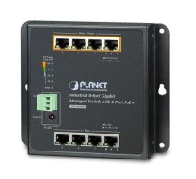 WGS-804HPT индустриальный коммутатор/ IP30, IPv6/IPv4, 8-Port 1000TP Wall-mount Managed Ethernet Switch with 4-Port 802.3AT POE+ (-40 to 75 C), dual redundant power input on 48-56VDC terminal block and power jack, SNMPv3, 802.1Q VLAN, IGMP Snooping, SSL,