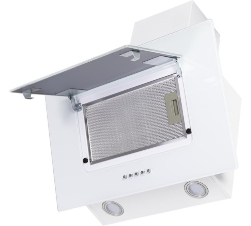 ВЫТЯЖКА HOMSAir Elf Push 60 Glass White/ наклонная, подвесная, кнопочное управление, 3 скорости, 650 м3/ч,до 25 м2, 47 Дб, светодиодное LED-освещение, ширина 60 см, высота 30 см, белый цвет