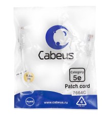 Патч-корд Патч-корд неэкранированный PC-UTP-RJ45-CAT.5E-0.3M-WH-LSZH L0,3м с разъемами RJ45 белый Cabeus 9487c