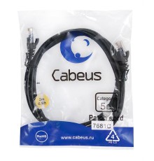 Патч-корд Cabeus PC-UTP-RJ45-Cat.5e-2m-BK Патч-корд U/UTP, категория 5е, 2xRJ45/8p8c, неэкранированный, черный, PVC, 2м