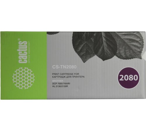 -/ Картридж лазерный Cactus CS-TN2080 TN-2080 черный (700стр.) для Brother HL-2130R/DCP-7055R