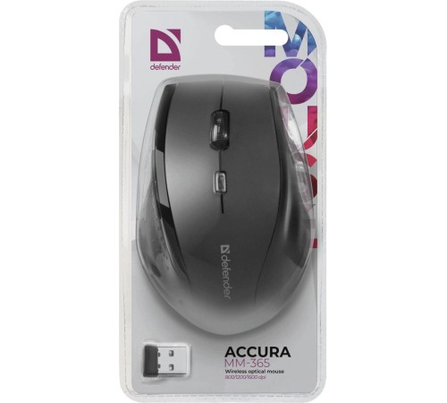 Беспроводная оптическая мышь Defender 52365 Accura MM-365 черный,6 кнопок, 800-1600 dpi Беспроводная оптическая мышь Defender 52365 Accura MM-365 черный,6 кнопок, 800-1600 dpi