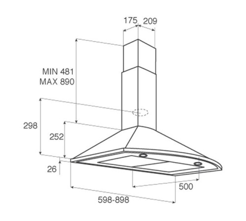Вытяжки JET AIR/ Купольная, 60 см, 990 куб. м. , нержавеющая сталь