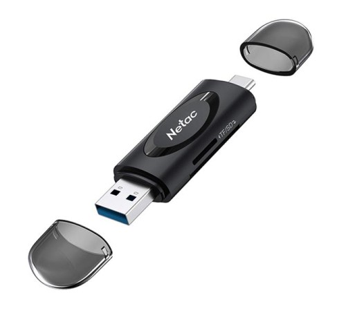 Кардридер  Netac card reader WK14, USB3.0+Type-C to mSD/SD, Black (repl. NT09WK14-30BK)