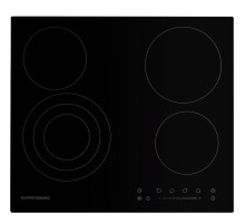 Встраиваемые электрические панели Kuppersberg/ Электрическая,  Электрическая независимая варочная поверхность стеклокерамическая, ширина 60 см, 4 зоны ускоренного нагрева HI-Light, 1 зона с тройным расширением, сенсорное управление + слайдер, 5 цифровых д