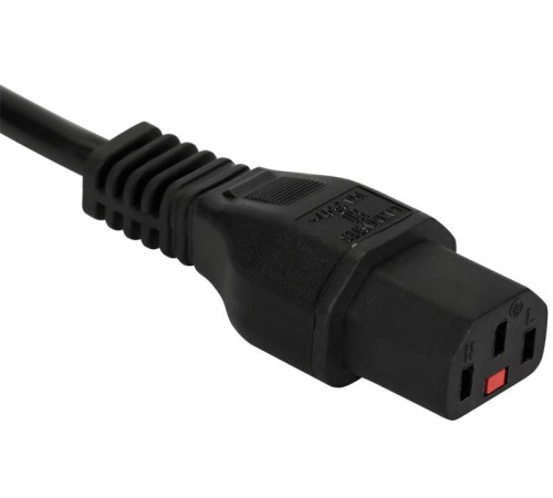 Шнур питания Шнур питания с блокировкой C13-Schuko прямая, 3х0.75, 220В, 10А, черный, 1.8 метра