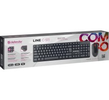 Проводной комплект (клав+мышь) Defender 45511 Line C-511 RU,черный,1.8м