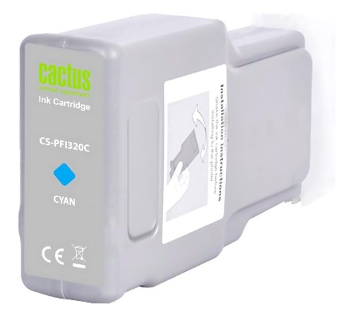 -/ Картридж струйный Cactus CS-PFI320C голубой (300мл) для Canon imagePROGRAF TM-200/TM-200 MFP L24ei/T