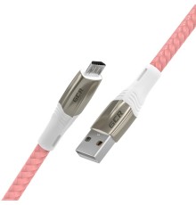 GCR Кабель 1.7m MicroUSB series MERCEDES, PINK NYLON, супер быстрая зарядка, 28/22 AWG, GCR-51955
