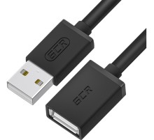 GCR Удлинитель 0.15m USB AM/AF, черный, GCR-UEC6M-BB2S-0.15m
