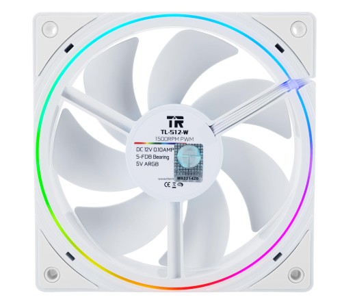 Вентилятор корпусный/ Case Cooler Thermalright TL-S12-W (120x120x25mm, 4-pin PWM, ARGB, 47.6CFM, 23.2dBA, 1500RPM, White) Вентилятор корпусный/ Case Cooler Thermalright TL-S12-W (120x120x25mm, 4-pin PWM, ARGB, 47.6CFM, 23.2dBA, 1500RPM, White)