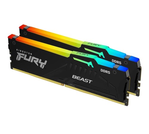 Память оперативная/ Kingston 32GB 6000MT/s DDR5 CL30 DIMM (Kit of 2) FURY Beast RGB XMP Память оперативная/ Kingston 32GB 6000MT/s DDR5 CL30 DIMM (Kit of 2) FURY Beast RGB XMP