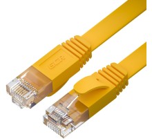 GCR Патч-корд PROF плоский прямой 2.0m, UTP медь кат.6, желтый, 30 AWG, ethernet high speed 10 Гбит/с, RJ45, T568B, GCR-52827