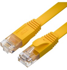 GCR Патч-корд PROF плоский прямой 2.0m, UTP медь кат.6, желтый, 30 AWG, ethernet high speed 10 Гбит/с, RJ45, T568B, GCR-52827