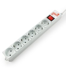 Фильтр-удлинитель Power Cube 3 м 6 розеток (серый) 10А/2,2кВт/ Surge protector Power Cube 3 m 6 outlets (gray) 10A / 2.2kW