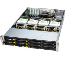 Серверная платформа Supermicro SuperStorage 2U Server 621E-ACR16L no CPU(2) 5th/4th Gen(MCC carrier)/TDP 270W/no DIMM(16)/16x3,5/2,5 SATA/SAS/2x10GbE/2x1600W/SFT-DCMS-Single