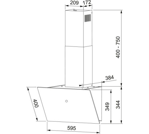 Вытяжка Franke/ Best, Вытяжка наклонная REFLECT 60 BK, 60 см, 750 м3/ч, сенсорное управление, LED освещение, 66 дБ, Угольный фильтр Ф-10 (опция), цвет черный