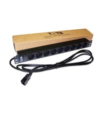 Блок розеток Блок розеток 19", 1-фазный без выключателя, 10A / 250V, 9xSchuko, шнур 3.0 м, разъем C14