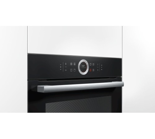 Встраиваемая электрическая духовка BOSCH 59.5x59.5x54.8 см, 71л, дисплей, 13 режимов, EcoClean, 3 стекла, черный