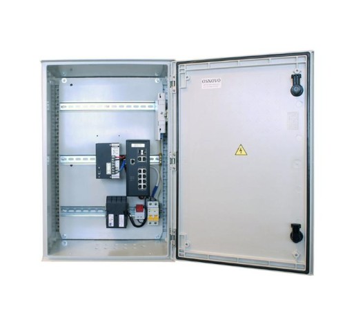 Уличный коммутатор OSNOVO OSP-46T1(SW-80822/ILR) Уличный управляемый (L2+) коммутатор на 10 портов с термостабилизацией на базе уличной станции OSNOVO OSP-46T1. Порты: 8 x GE (10/100/1000Base-T) с PoE (до 30W) + 2 x GE