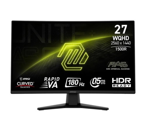 Монитор MSI MAG 274CQF 27" 16:9 WQHD(2560x1440) Rapid VA Curve 1500R, 0,5ms(GTG), 5000:1,100M:1,300nit,178/178,2xHDMI 2.0,1xDP 1.2, Tilt,VESA,180HZ,Black,1y war-ty