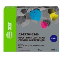 -/ Картридж струйный Cactus CS-EPT04B240 T04B2 голубой (54мл) для Epson WorkForce Pro WF-C8190, WF-C869