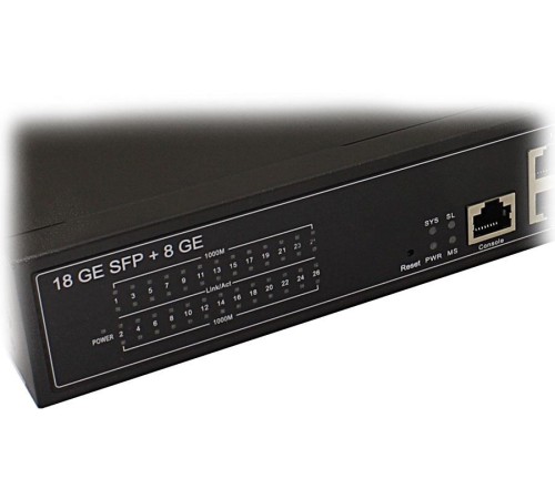 Коммутатор/ OSNOVO Управляемый (L2+) гигабитный коммутатор, 18*SFP 1000 Base-X, 8 *10/100/1000 Base-T