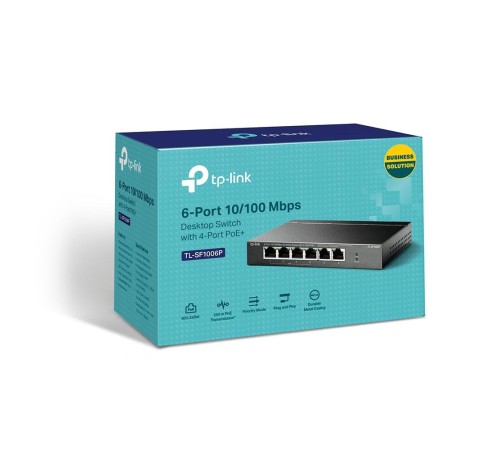 Коммутатор/ 4-port 10/100 Mbit / s unmanaged PoE + switch with 2 10/100 Mbit/s Uplink ports, metal case, desktop installation, 4 802.3 af/at PoE+ ports, 2 10/100 Mbit/s Uplink ports
