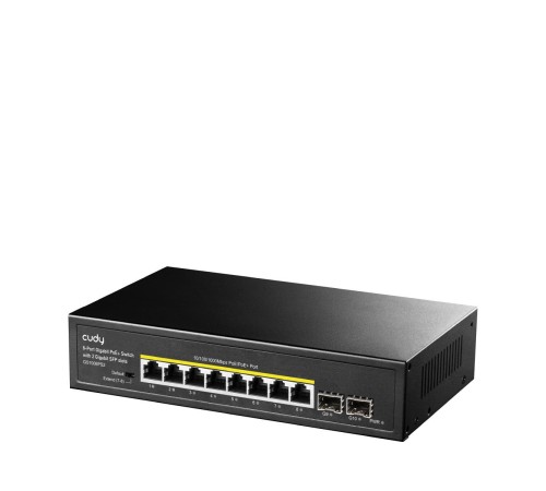 Коммутатор/ 8-10/100/1000 BASE-T Gigabit ports, 2-1000 BASE-X SFP Slot, 8-port IEEE 802.3at PoE+ Injector, Supports PoE power up to 30W for each PoE port, Extend Mode (Port#7 and #8 support transmit distance up to 250m at 10 Mbps ), Port Lightning  Protec