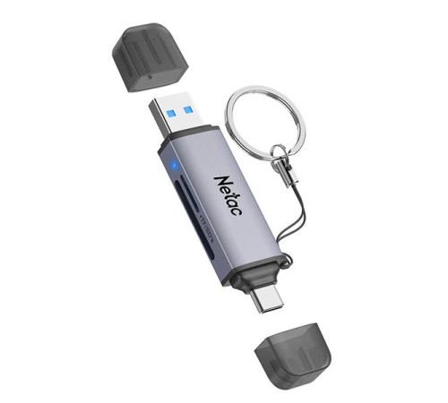 Кардридер  Netac Flash card reader WK13, USB3.0+Type-C to mSD/SD, Grey (repl. NT09WK13-30GR)