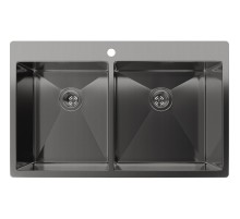 Кухонная мойка RIVELATO Rivelato Rinox 8050 B2 PVD black Мойка нерж.сталь 2 чаши 800*500*200 мм, монтаж: врезной, материал: нержавеющая сталь, цвет: черный