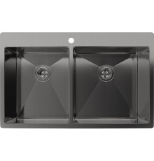 Кухонная мойка RIVELATO Rivelato Rinox 8050 B2 PVD black Мойка нерж.сталь 2 чаши 800*500*200 мм, монтаж: врезной, материал: нержавеющая сталь, цвет: черный