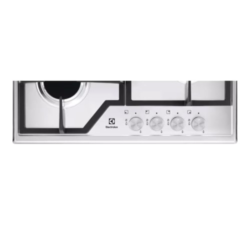 Встраиваемые газовые панели ELECTROLUX/ Газовая варочная поверхность -нержавеющая сталь, мощность: 7800 Вт, автоматический электроподжиг, газ-контроль, решетки: чугун, независимая установка, размеры (ШхГ): 59.5x51 см