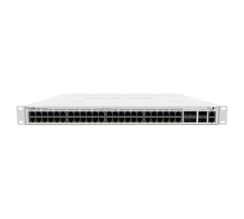 Коммутатор MikroTik Cloud Router Switch 354-48P-4S+2Q+RM with 48 x Gigabit RJ45 LAN (all PoE-out), 4 x 10G SFP+ cages, 2 x 40G QSFP+ cages, RouterOS L5, 1U rackmount enclosure, 750W PSU